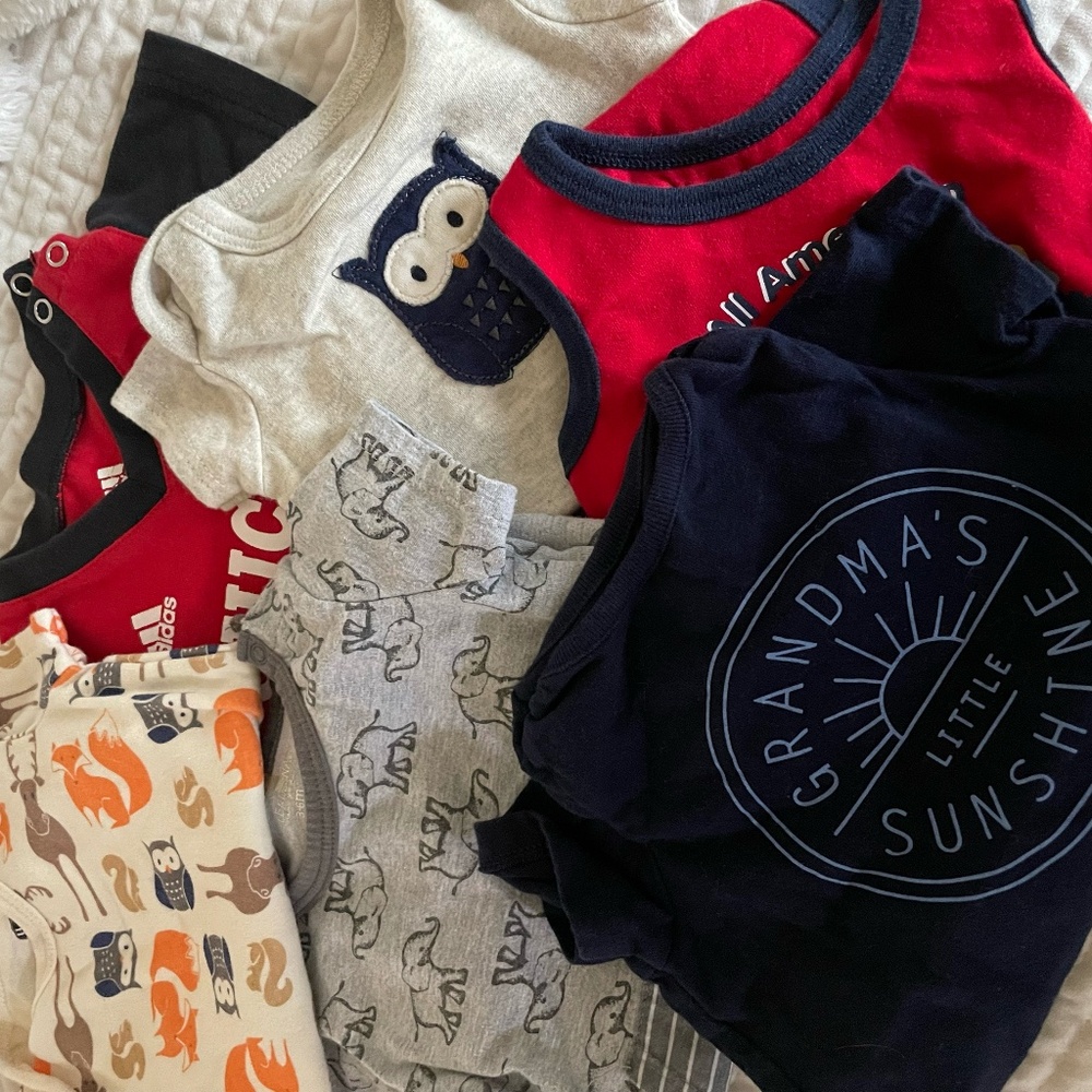 BABY BOY 3-6 MONTHS SUMMER ONSIES/ONE PIECE OUTFITS